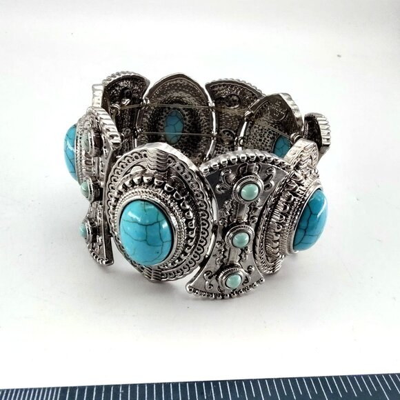 HSN R.J. Graziano "Best West" Simulated Turquoise Stretch Bracelet - Picture 3 of 8